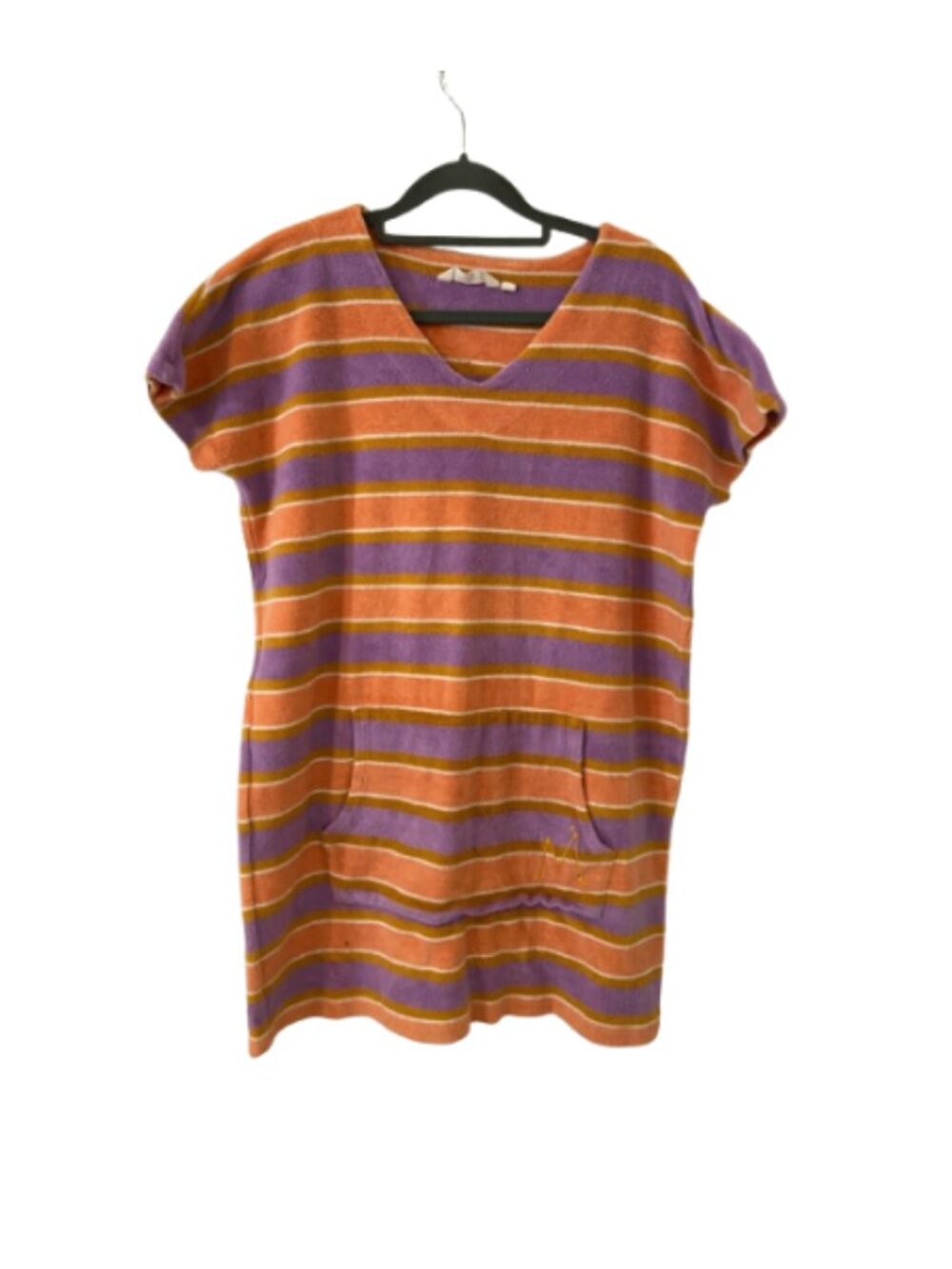 Munster Kids Girls' Orange & Purple Striped Short Sleeve terrycloth swim coverup